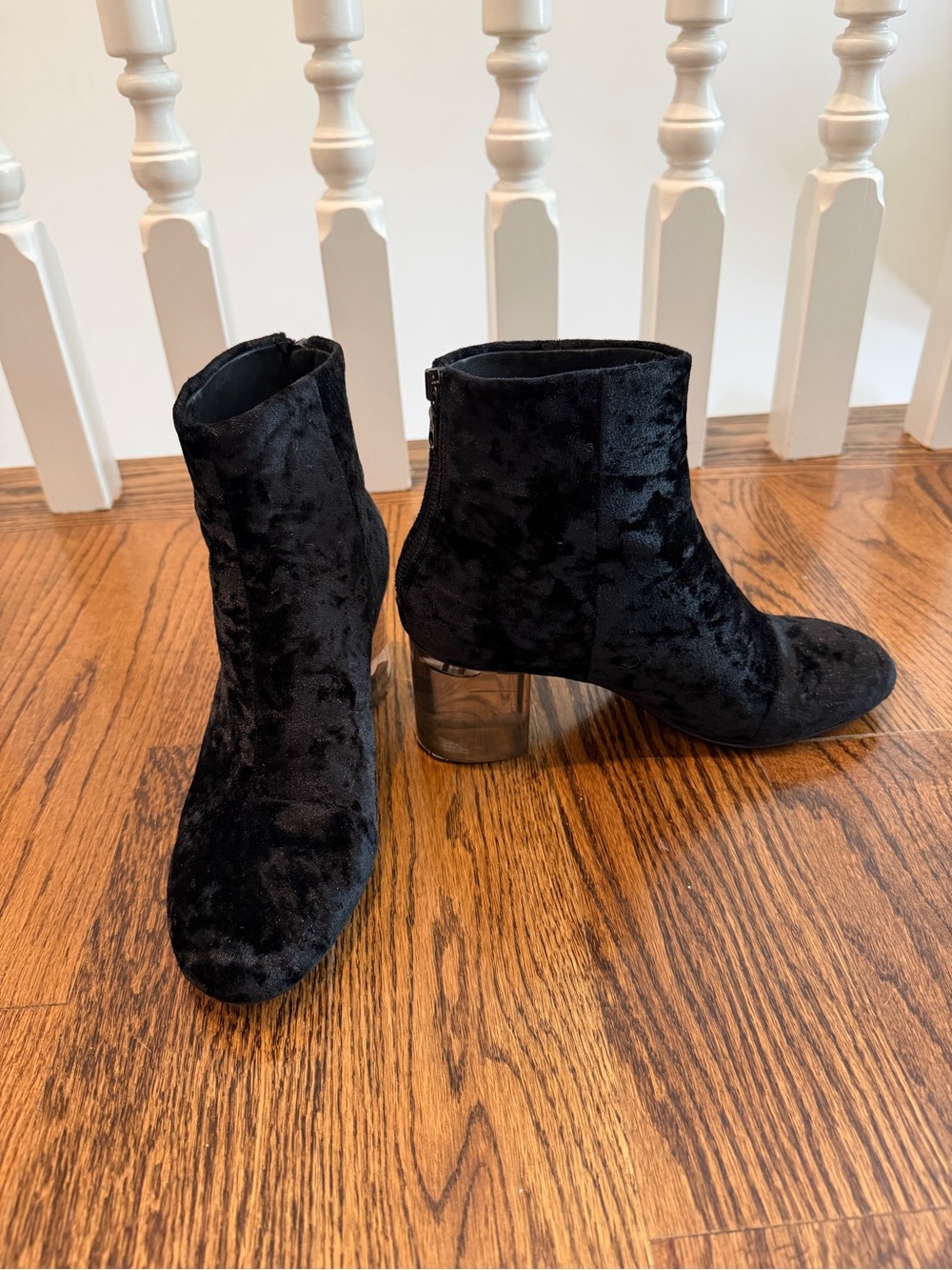 Rag and Bone Black Velvet Block Heel Ankle Boots